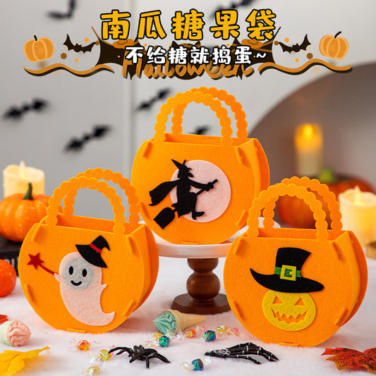 Halloween Decoration Sugar Bag Kindergarten Children&#039;s Gift Scene Layout Props Portable Pumpkin Candy Bag Gift