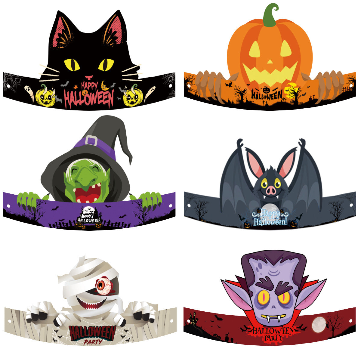 New Halloween Decorative Paper Hats European And American Halloween Halloween Children&#039;s Party Decoration Props Wholesale