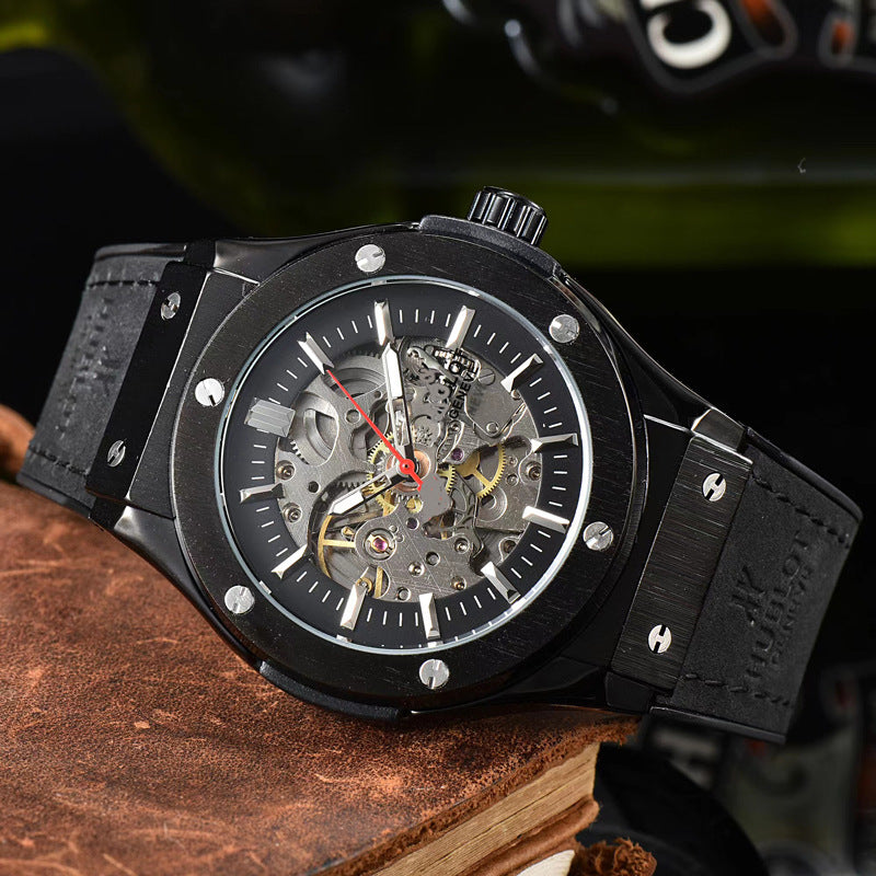 Classic European Atmospheric Round Dial Business Men&amp;amp;#039;s Fully Automatic Hollow Manipulator Watch