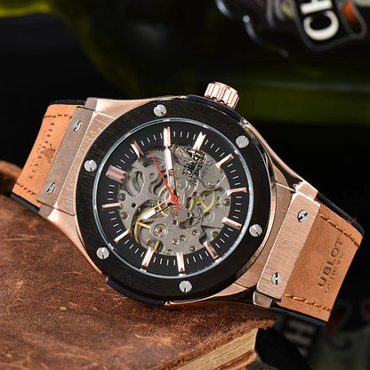 Classic European Atmospheric Round Dial Business Men&amp;amp;#039;s Fully Automatic Hollow Manipulator Watch
