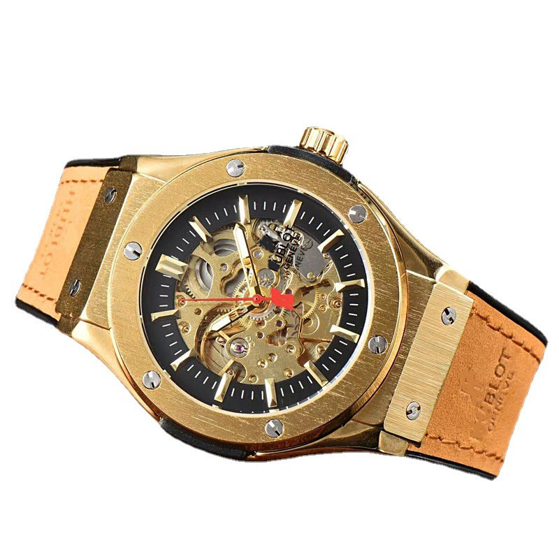 Classic European Atmospheric Round Dial Business Men&amp;amp;#039;s Fully Automatic Hollow Manipulator Watch