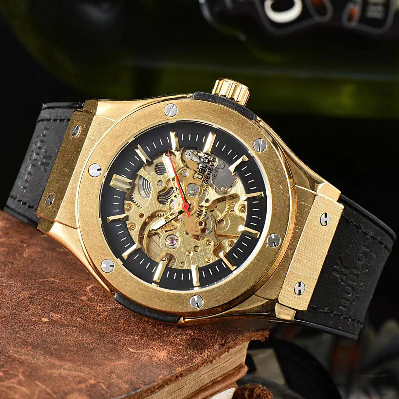 Classic European Atmospheric Round Dial Business Men&amp;amp;#039;s Fully Automatic Hollow Manipulator Watch