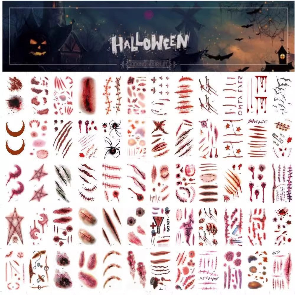 Halloween Children&#039;s Makeup Face Stickers Cartoon Funny Personality Face Tattoo Stickers Party Wind Stickers