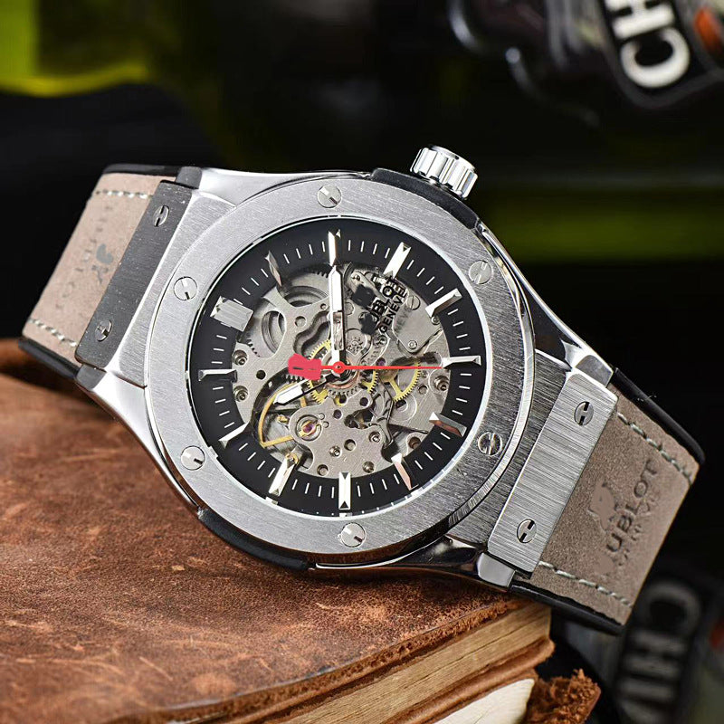 Classic European Atmospheric Round Dial Business Men&amp;amp;#039;s Fully Automatic Hollow Manipulator Watch