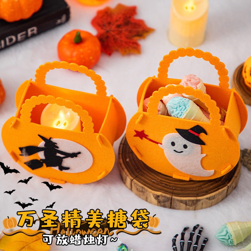 Halloween Decoration Sugar Bag Kindergarten Children&#039;s Gift Scene Layout Props Portable Pumpkin Candy Bag Gift